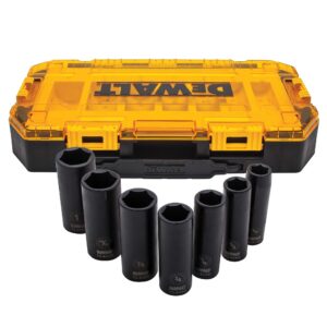 JEU DE DOUILLES LONGUES À CHOCS SAE 1/2" DR (7 PCS) DEWALT