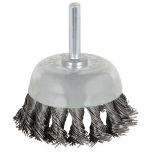 Brosse métallique 2-3 / 8" x 1/4" noeud monté sur axe