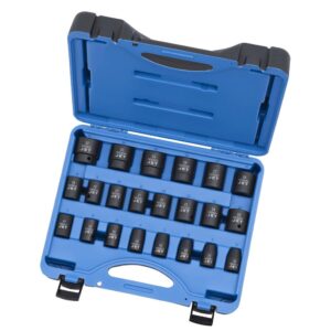BOX À CHOC 1/2" DR RÉGULIER 6 PANS métrique (22 PCS)