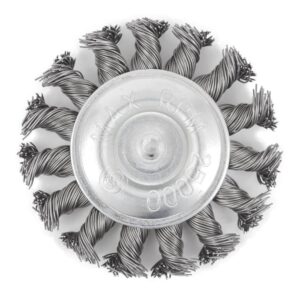 Brosse métallique 3 x 1/4" radiale noués montée sur axe de 1