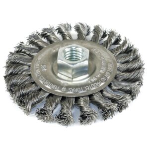 Brosse métallique 4"x 1/2 x 5/8-11NC  fils noués, filetée