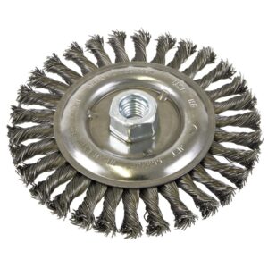 Brosse métallique 6"x 1/2 x 5/8-11NC  fils noués, filetée
