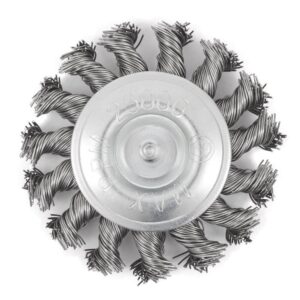 Brosse métallique 3" x 1/4" ss radiale torsadée sur axe