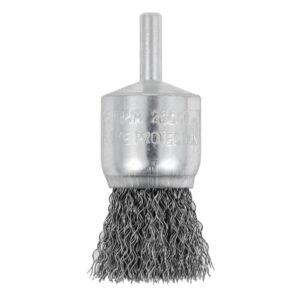 Brosse mnétallique 1" x 1/4" axiale ondulée sur axe 1/