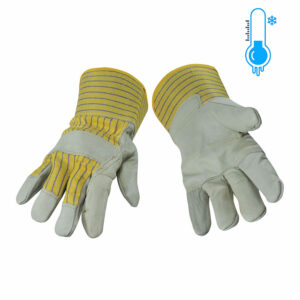 GANT CUIR VACHE JAUNE RAYÉ BLEU LARGE