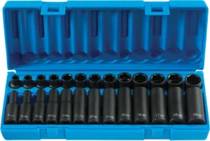 ENS. FRACT DE LONGUEUR STANDARD- 12 POINTS  1/2" DR 19 PC