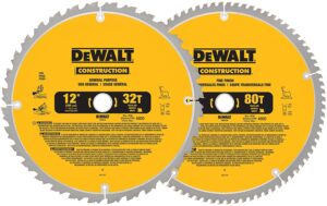 LAME DE SCIE 12" X 32D ET 12" X 80D (2 PCS) DEWALT